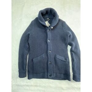 J. Crew Mens XS Cardigan Sweater Shawl Collar Blue NOS